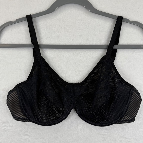 Wacoal Lace Wireless Bra Black Size 36D Full Coverage Comfortable - Picture 1 of 7